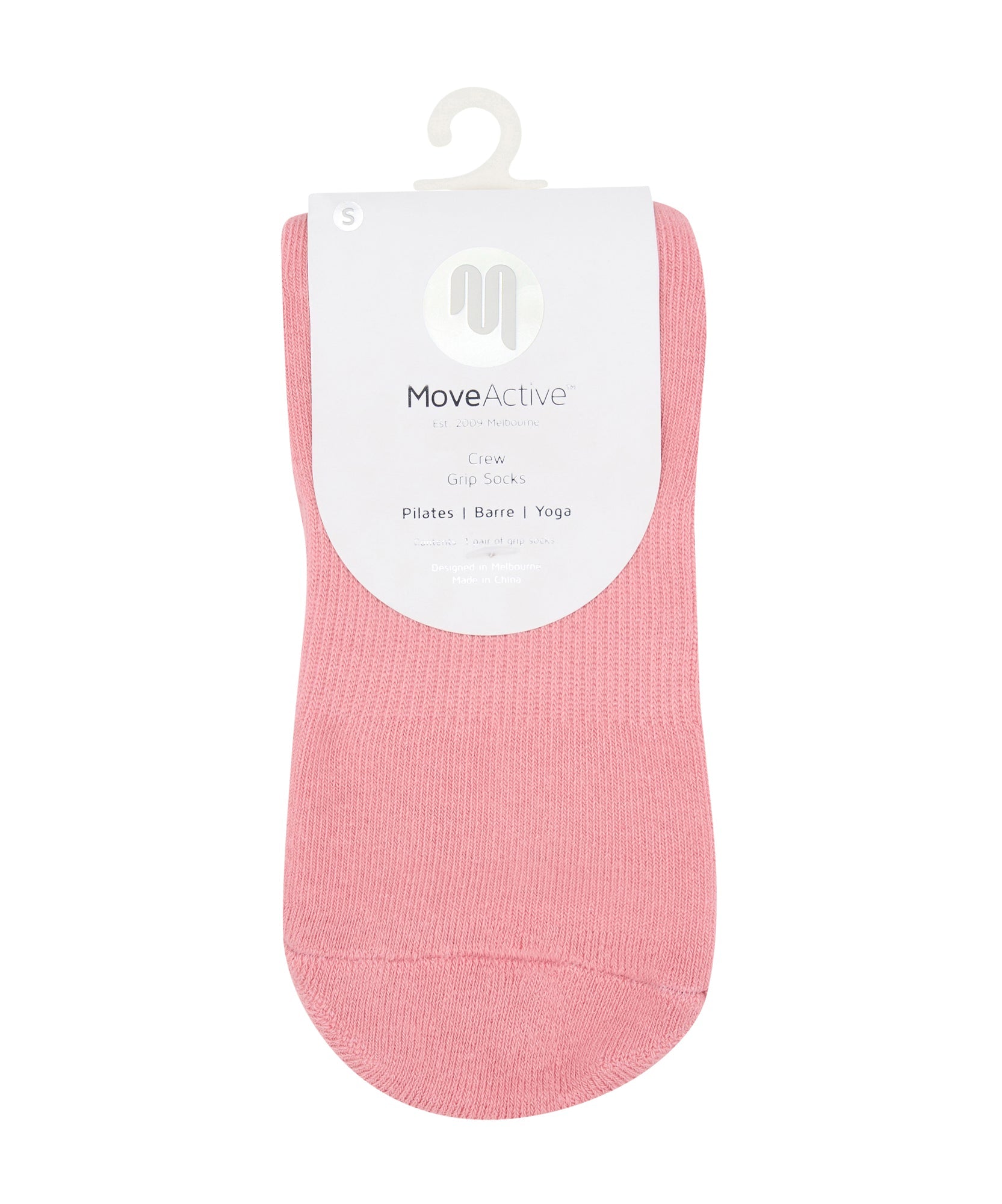 Crew Non Slip Grip Socks - Pilates Club Rose