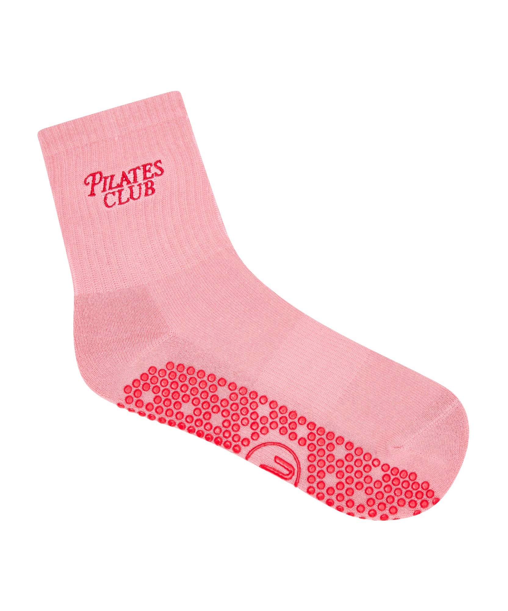 Crew Non Slip Grip Socks - Pilates Club Rose